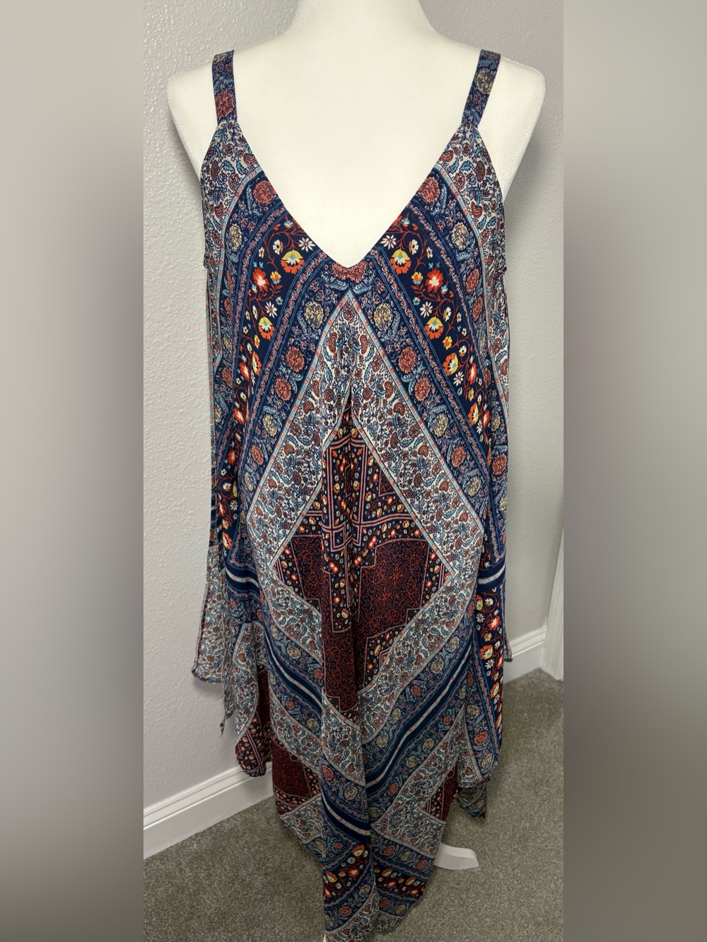Boho Dress Women’s Sz Small Floral Geometric Transitional Autumn Dress